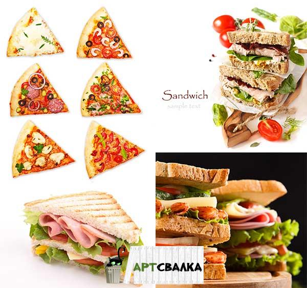 бутерброды и кусочки пиццы | sandwiches and pizza slices